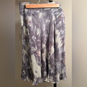 Anne Klein Grey/Purple 100% silk A-Line Skirt